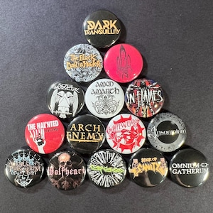Melodisk Death Metal 1" Pinback Button Set (Innehåller alla 15 pins) Heavy Metal Thrash Svensk