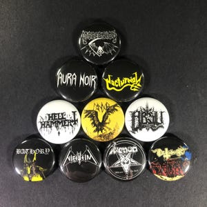 Ensemble d'épingles de 2,5 cm (1 po.) en métal thrash noir (les 10 épingles sur la photo) Taille un quart