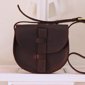 Women&#39;s genuine leather shoulder bag, Small matte brown leather bag for women, Leather crossbody bag for women, Birthday gift idea for her