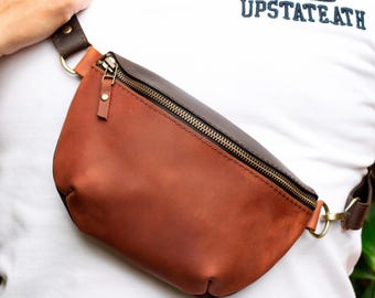 Luxury leather fanny pack for men, Handmade leather fanny pack, Crossbody bag, Quality leather bag, Birthday or Father's day ideal gift