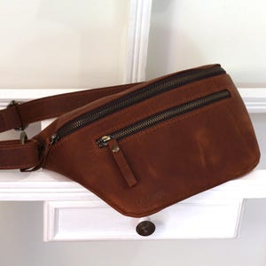 Men’s leather belt bag, Genuine leather fanny pack, Large waist bag, Stylish crossbody bum bag, Birthday gift idea for boyfriend or husband