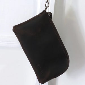 Men&#39;s genuine leather clutch, Handmade leather wristlet men&#39;s, Luxury artisan mini bag, Perfect Birthday or Father’s Day gift, Gift for men