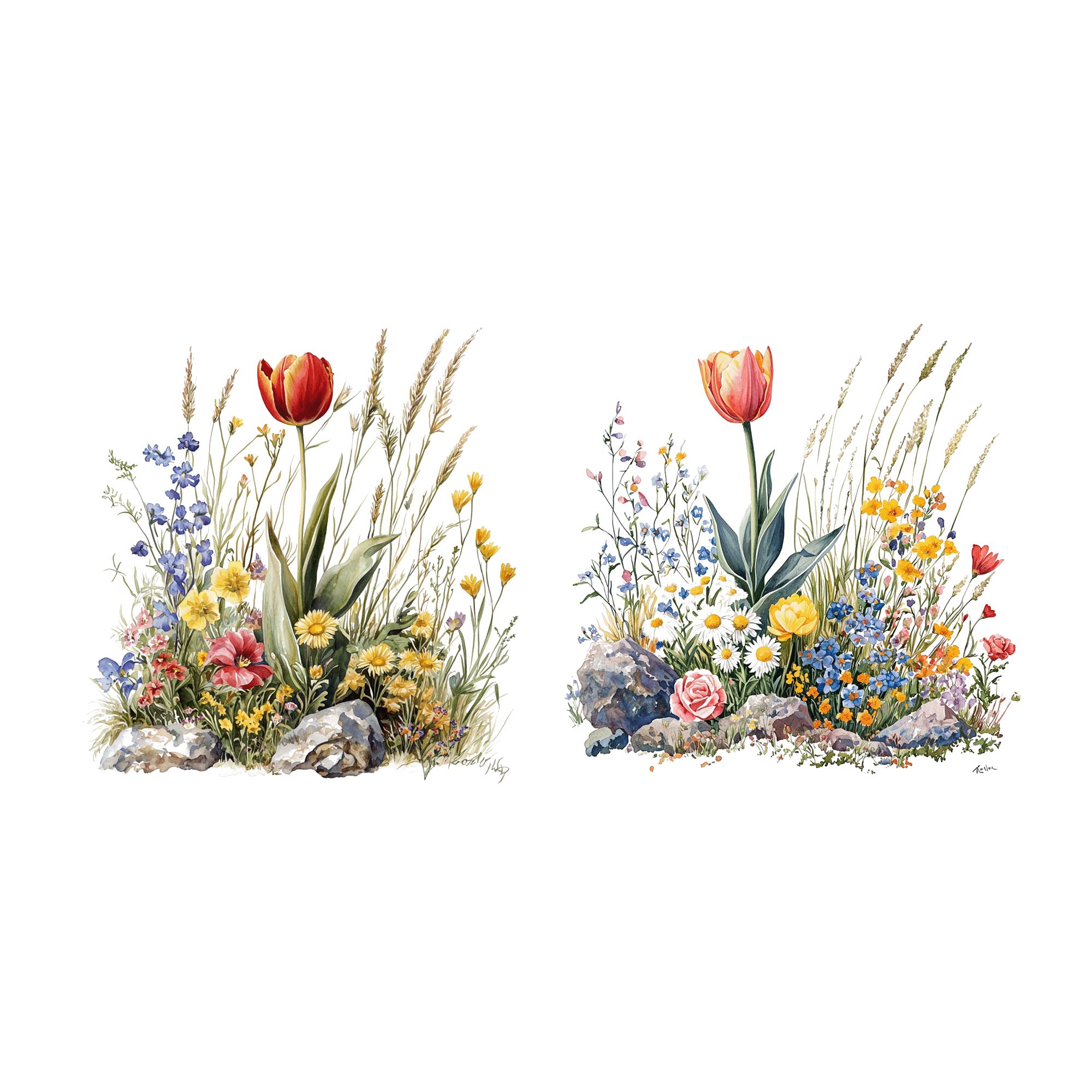 Flowerbed Sticker Wildflower Flowerbed Clipart Bundle, 12 High Quality PNG Files, Journal ...