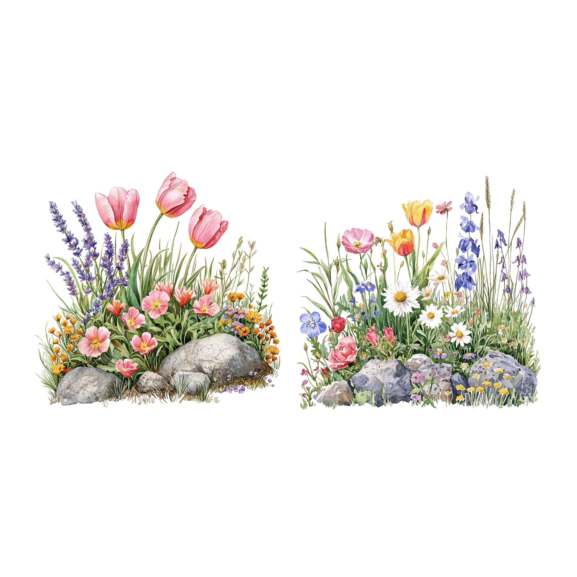 Flowerbed Sticker Wildflower Flowerbed Clipart Bundle, 12 High Quality PNG Files, Journal ...