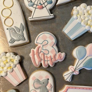 Circus Themed Birthday Decorated Sugar Cookies - Dozen