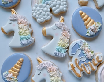 Unicorn Theme Birthday Sugar Cookies Dozen