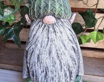 8" Concrete Acorn Hat Gnome, Cement Figurine, Cement Gnome, Concrete Figurine,  Garden Gnome