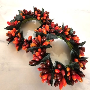 Sunset Orange Pip Berry Candle Rings - Set of 2