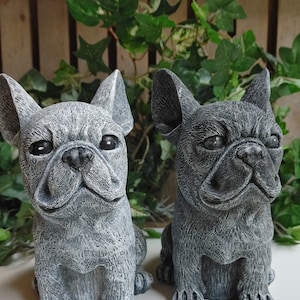 One Frenchie, French Bulldog, Concrete French Bulldog, Cement Figurine, Cement Bulldog, Concrete Figurine 6.5&quot;x5&quot;x4&quot; Choose Light or Dark