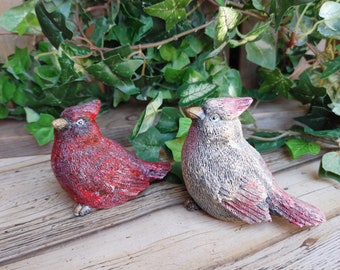 Male or Female Concrete Cardinals, Concrete Bird, Cement Figurine, Cement Bird, Concrete Figurine, Paperweight, Bird Figure