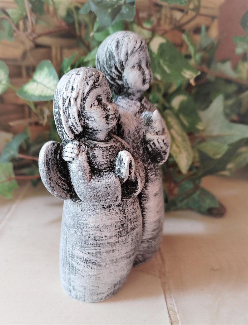 Boy and Girl Angel Concrete Angels Cement Figurine Cement Etsy