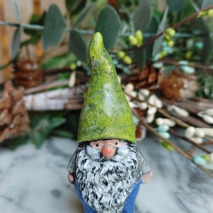 One Tiny Garden Gnome  Little Gnome Man   Tomte  Nisse approx. 3 1/4 inches tall Cement Figurine