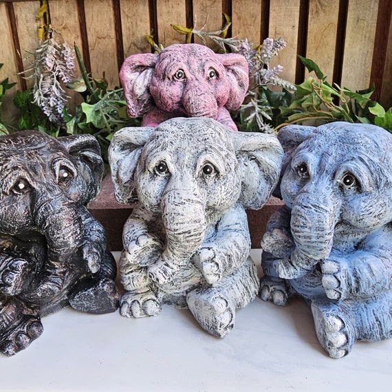 One Baby Elephant Concrete Statuette, Cement Figurine