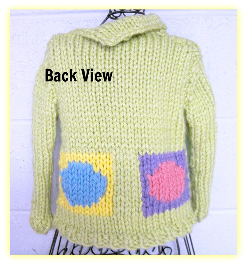 Sweater Knitting Pattern Blocks of Color Split Funnel Neck Child 3 to 8 years old image 5