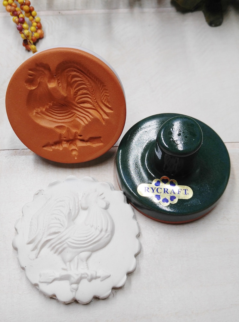 Rycraft Terra Cotta Stamp Craft Stamp Cookie Stamp Rooster Cookie Stamp Butter Stamp