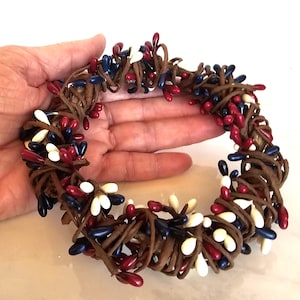 Red White Blue Pip Berry Candle Ring - 5.5&quot; Diameter