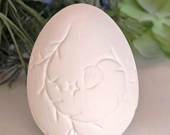 Textured Bisque Ceramic Egg: DIY Ready to Paint Craft