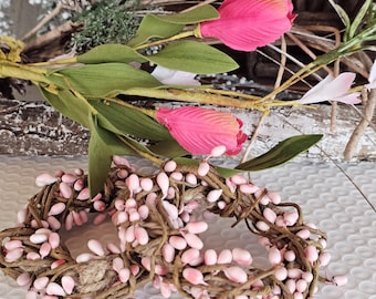 Pink Berry Candle Rings - Set of 2 - Votive Taper Holders