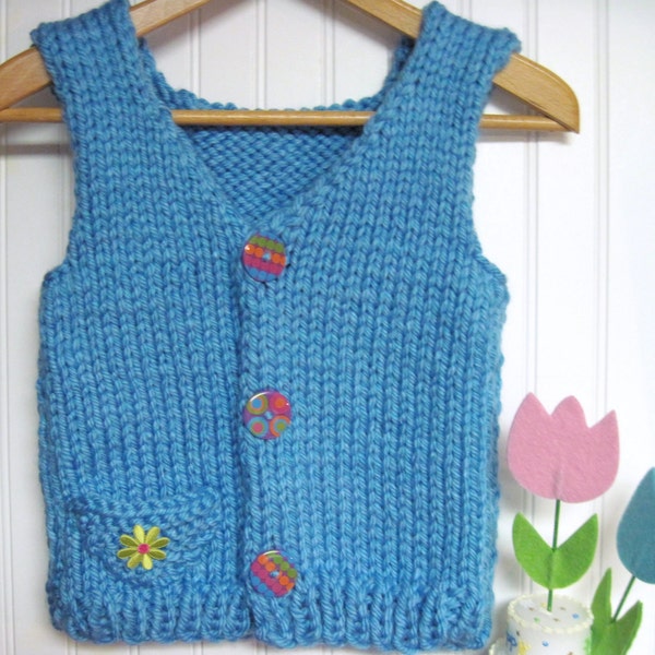 Child's Vest Bulky Yarn  Knitting Pattern for 5 to 12 Years Old