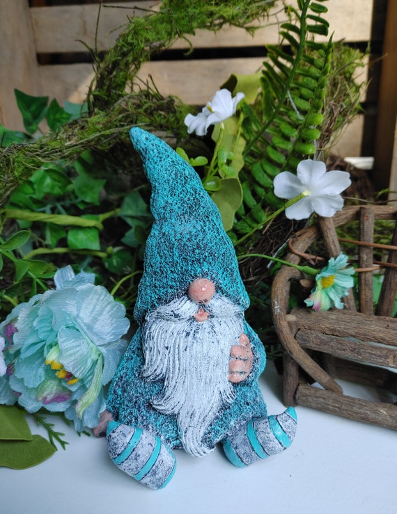 Textured Concrete Garden Gnome: Hand-Poured Cement Figurine (6 inch)