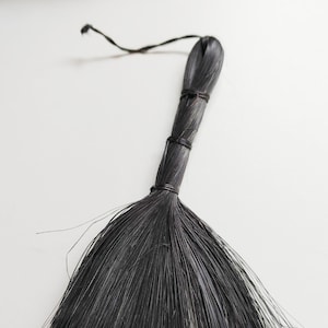 4 inch Black Abaca Broom   Ready to Ship   Halloween Decor Supply  Witch's Broom  Black Broom  Miniature Broom