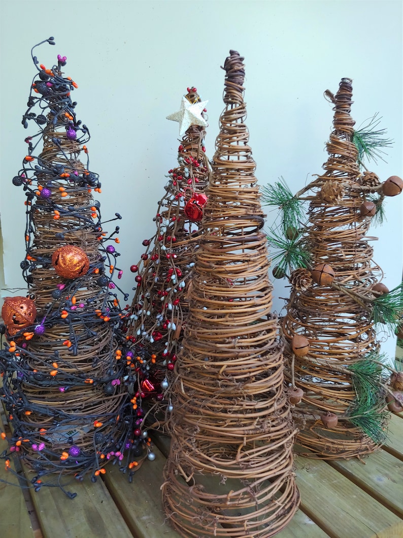 Un-decorated 18 Grapevine Topiary Cone for | Etsy