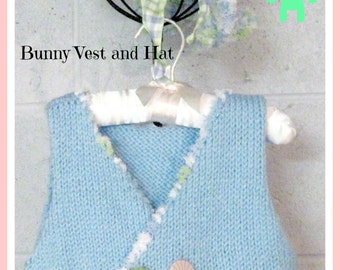Knitting Pattern Bunny Face Vest and Sun Hat