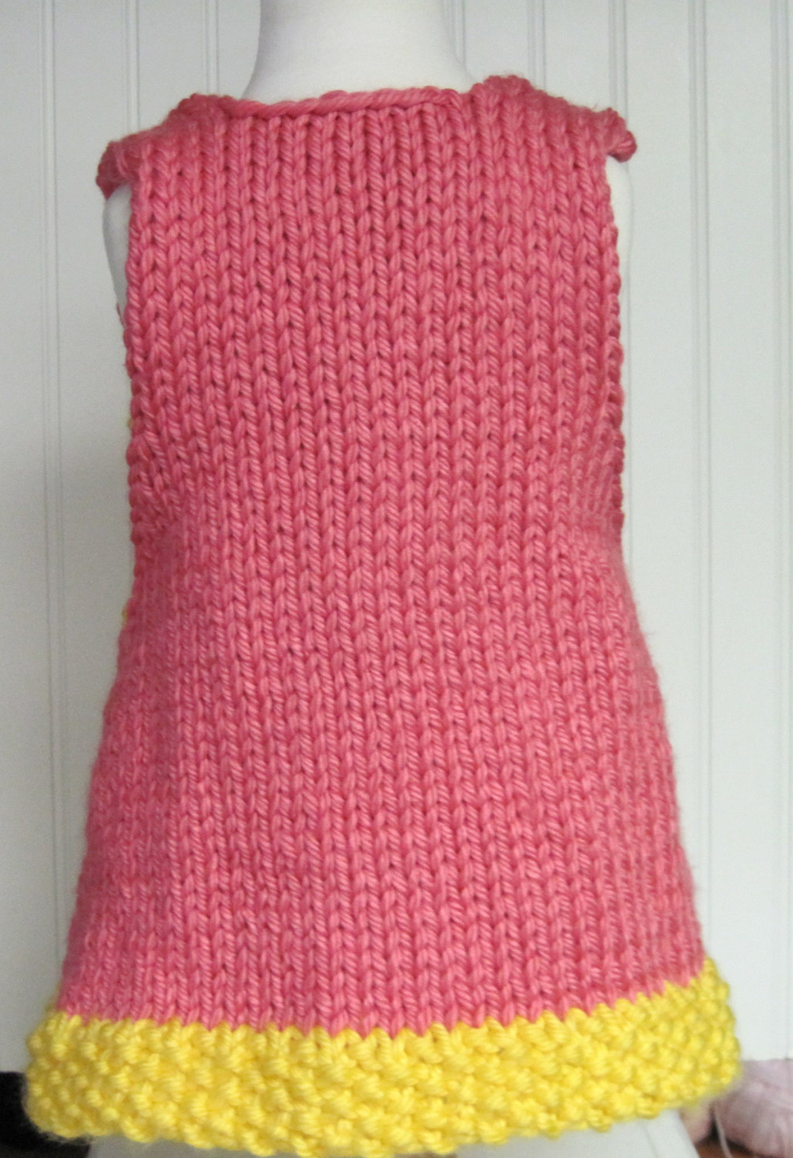 Vneck Jumper Dress Knitting Pattern in Bulky Yarn Child 1 to Etsy