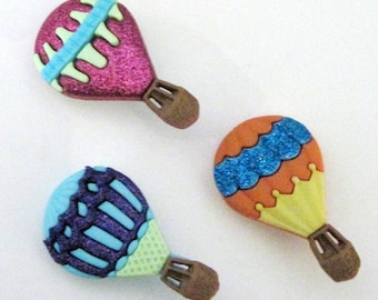 Hot Air Balloons  Buttons Set of 3