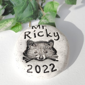 Personalized Raccoon Memorial Stone 2.5 to 3.5"
