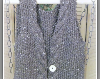 Cable Edged Vest Knitting Pattern for  Teen to Adult