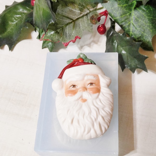 Mold for Santa Face Clear Transparent View Silicone Mold 3" x 2" x .25"