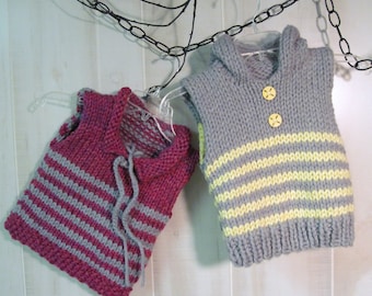 Striped Toddler Vest in Bulky Knit Pattern   Child 3 to 8 years old