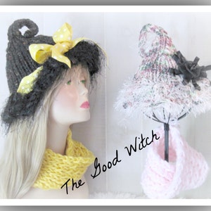 The Good Witch Hat and Cowl Knitted Pattern Child and Adult Sizes
