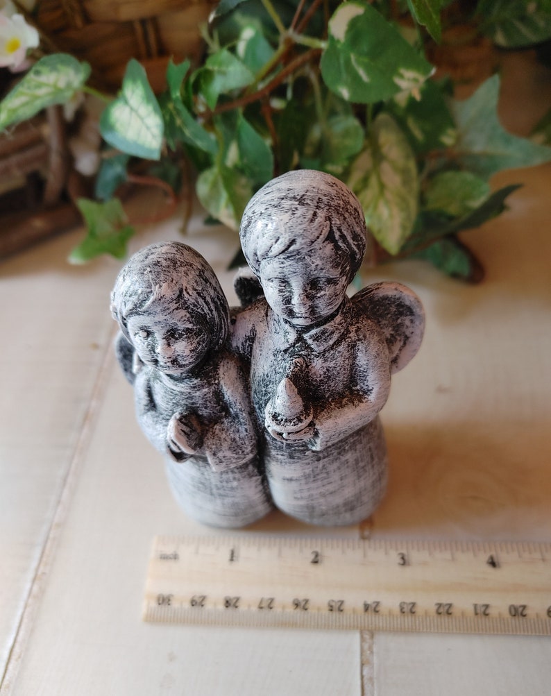 Boy and Girl Angel Concrete Angels Cement Figurine Cement Etsy