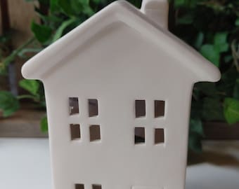 5.75" House Lantern Tea Light House, Ready to Paint  - Ceramic Bisque Ready to Paint - DIY Project