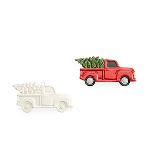 Ready to Paint Truck with Tree Ornament - Ceramic Bisque Ready to Paint - DIY Project - 5&quot; L x 2.25&quot; H