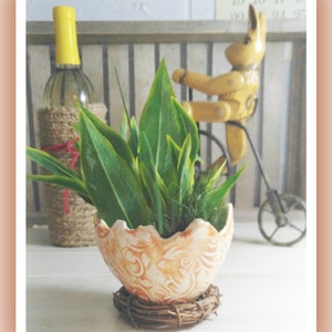 Stoneware Clay Egg, Bowl, Flowerpot, Eggshell