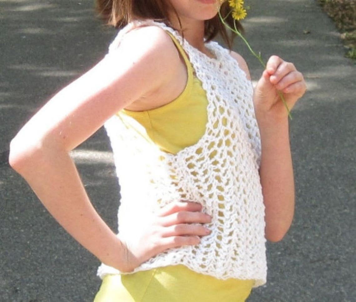 String Vest Knitting Pattern Tween to Teen From Ages 8 to Teen | Etsy