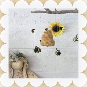 Honey Hive and Bees  Mobile Pattern   Knitted