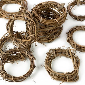 Set of Three  Small 4&quot; Diameter Natural Grapevine Wreath