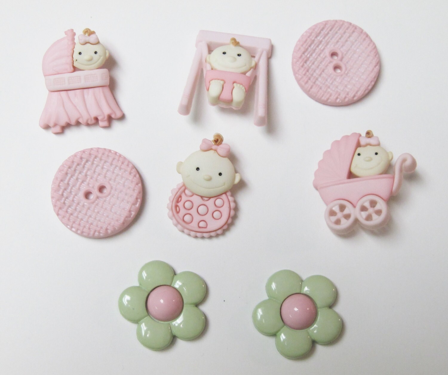Baby Fun Girl Buttons Set of 8 Pieces Etsy