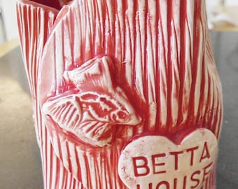 Hand-Formed Stoneware Betta House: Aquarium Decor