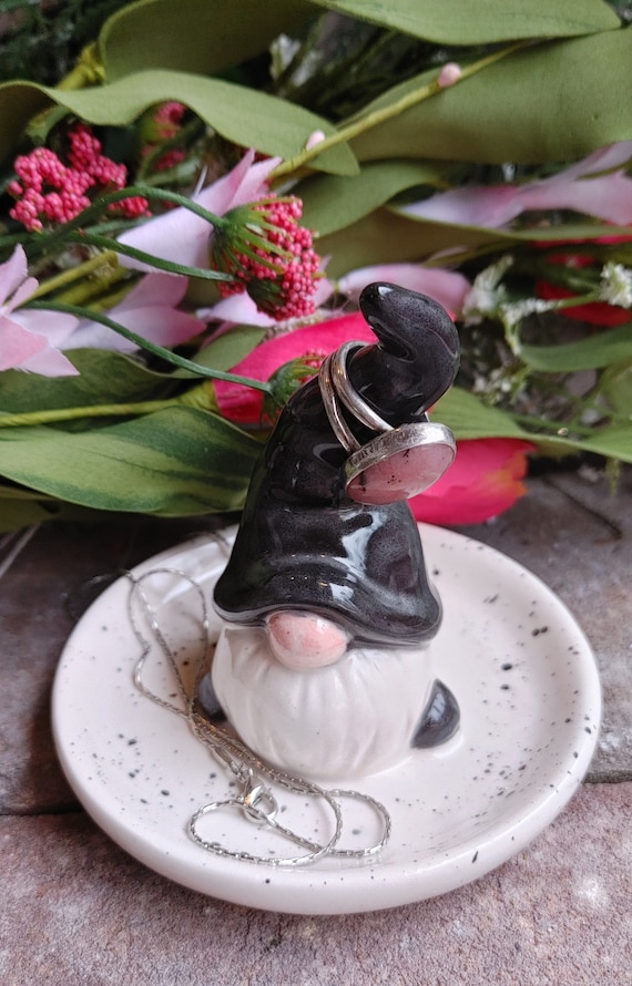 Black Ceramic Gnome Ring Holder Ring Holder Black Gnome Ring Holder 3.5 High 3.5 Wide Etsy Canada