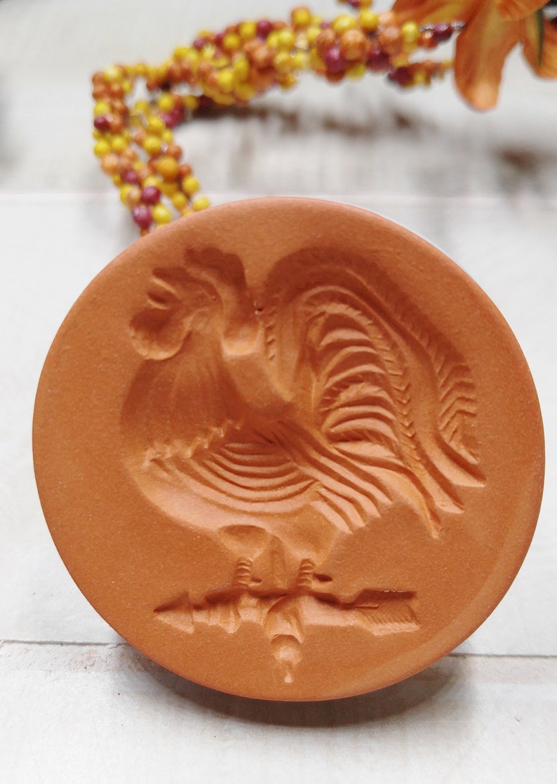 Rycraft Terra Cotta Stamp Craft Stamp Cookie Stamp Rooster Cookie Stamp Butter Stamp