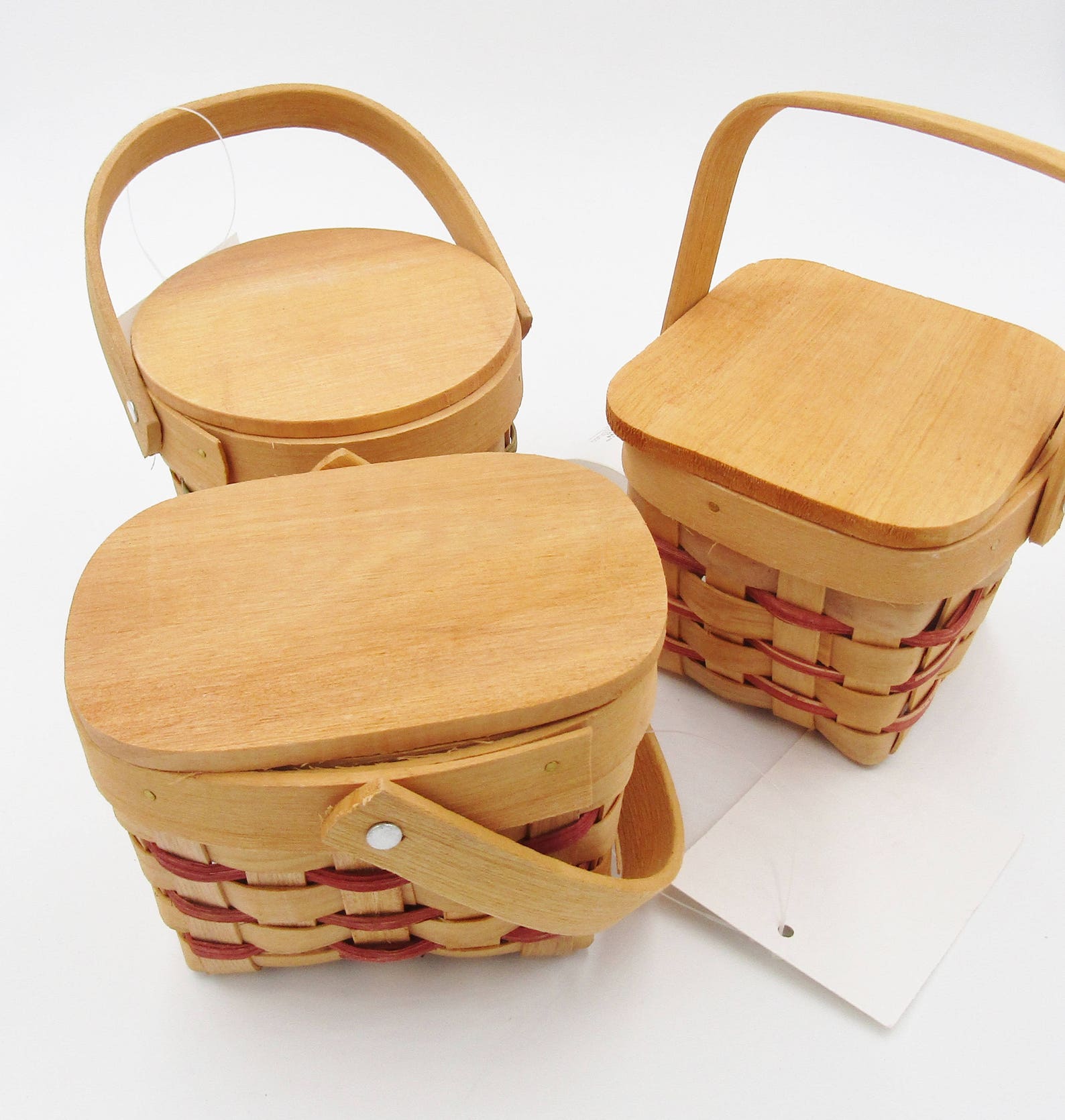 Small Chipwood Picnic Baskets Choices of Shape and Color 2.5 X Etsy