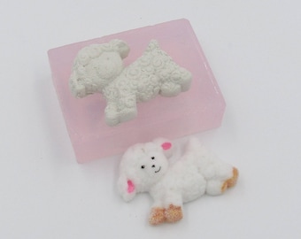 1.5" Baby Lamb One Piece Soft Handmade Clear Transparent View Silicone Mold for Cake Decorating, Crafts, Fondant, Sugar Art, Soap, etc.