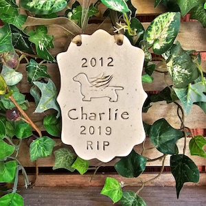 Angel Dog Silhouette Memorial Plaque, 37 Breeds to choose from, measures 5&quot;x4&quot;