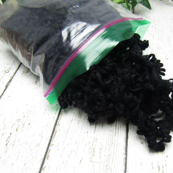 Black Curly Yarn Hair for Your Handmade Dolls