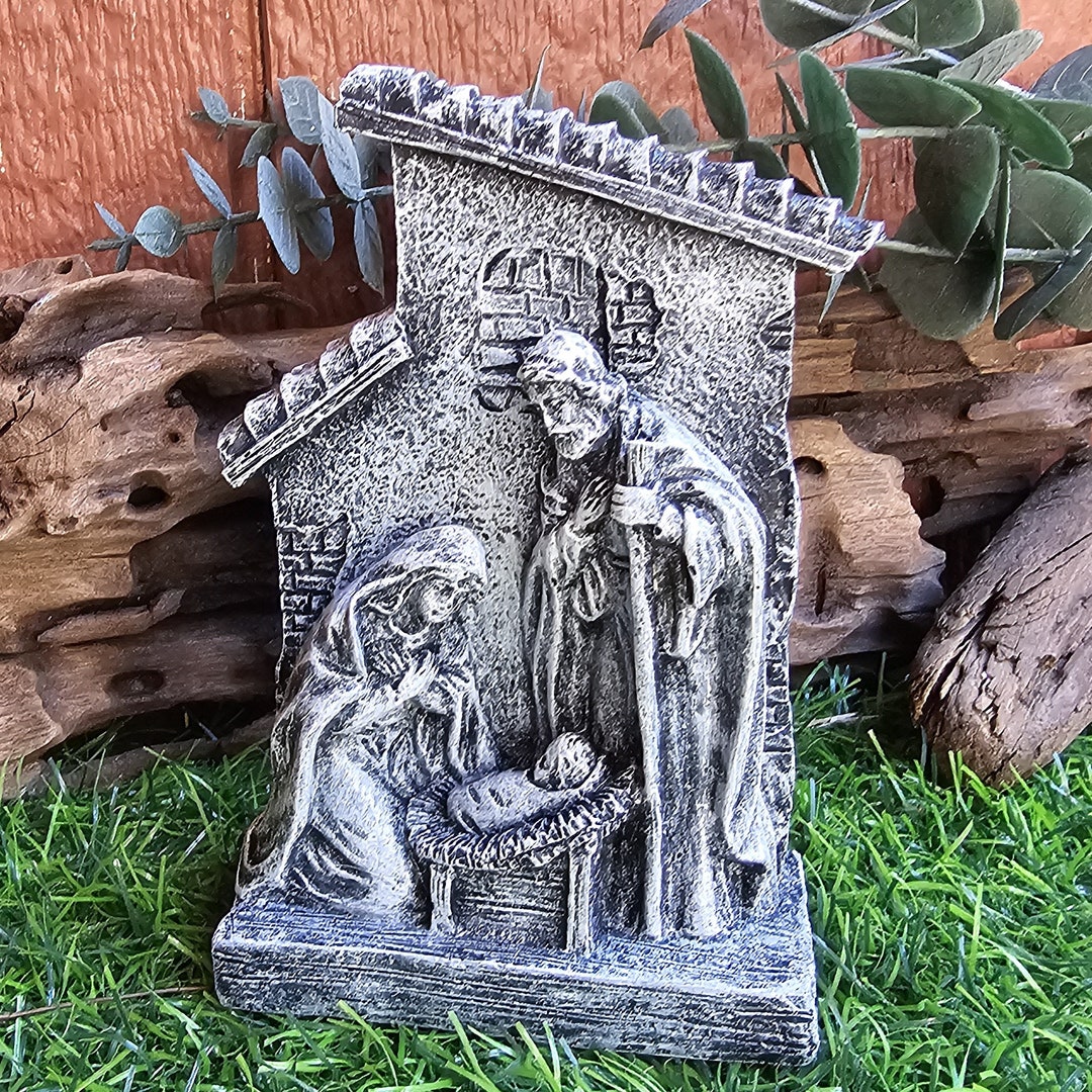 Concrete Nativity, Cement Baby Jesus Christ, Mary and Joseph Figurine